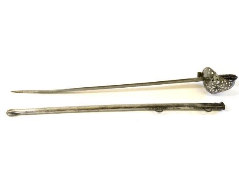 A Rare Victorian 1882/92 Pattern Household Cavalry Trooper's Sword, the 86.5cm single edge spear point fullered steel blade w