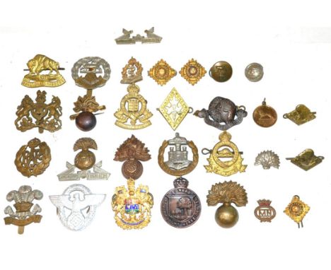 A Collection of Seven Canadian Regimental Cap Badges and a Pair of Collar Dogs, including Prince Edward Island Light Horse, P