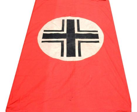 A German Third Reich Vehicle Identity Flag, of rectangular form, one side applied with a white cotton rounded applied with  a