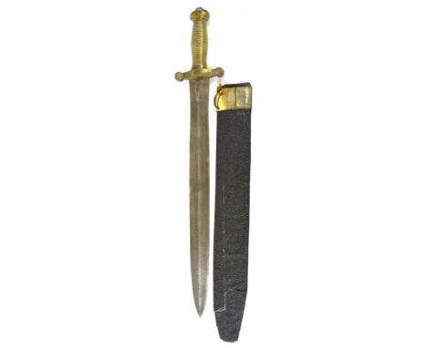 A French M1831 `Gladius' Infantry Sword, the 48cm double edge steel blade stamped THIEBAL 1832 to one side of the ricasso, th