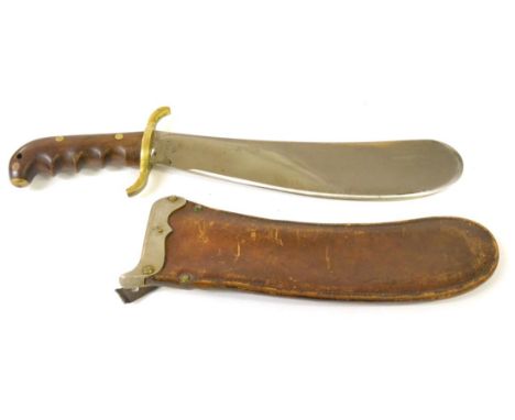 An American Military Knife, the 30cm broad single edge steel blade with rounded tip, stamped S A over a flaming grenade and d