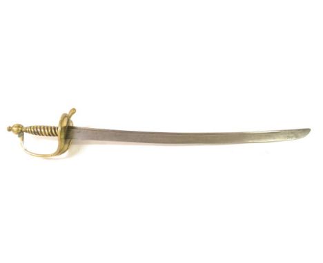 A British 1742 Pattern Hanger, the 56.5cm single edge steel blade with a narrow fuller to the back edge on each side, stamped