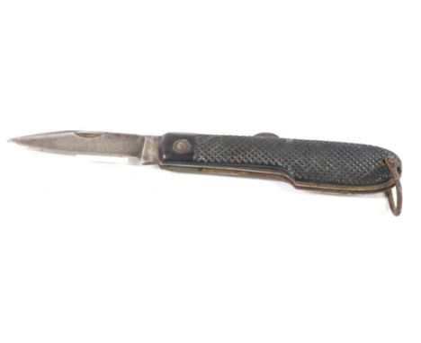 A Special Operations Folding Pocket Knife, the blade stamped WILLIAM RODGERS, SHEFFIELD, with shaped chequered black plastic 