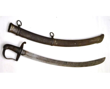 A 1796 Pattern Light Cavalry Trooper's Sword, with 80cm broad single edge curved steel blade, the steel stirrup hilt with wir