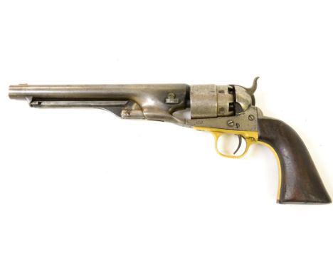 A Colt Model 1860 Army Six Shot Single Action Percussion Revolver, the 20cm cylindrical barrel faintly stamped ADDRESS COL.SA