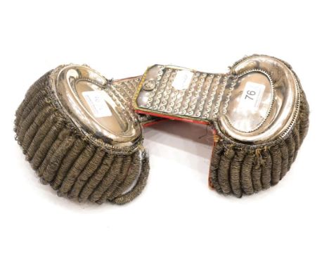 A Pair of 19th Century Silver Plated Epaulettes to an Officer of the Northumberland and Newcastle Volunteer Cavalry, each wit