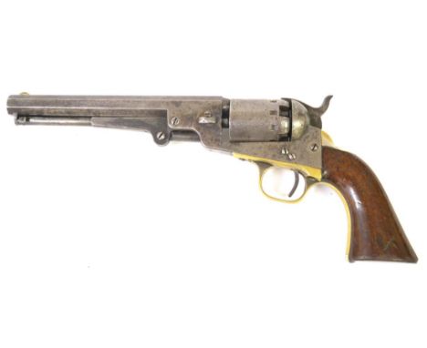 A Manhattan .36 Calibre Navy Type Single Action Five Shot Percussion Revolver, the 16.5cm octagonal steel barrel stamped MANH