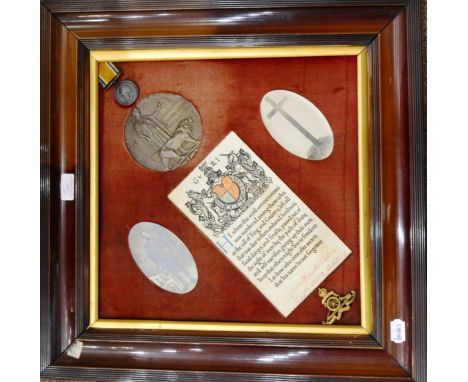 A British War Medal and Memorial Plaque, awarded to 35254 GNR.H.ASTON. R.A. (HAROLD ASTON), mounted in a crimson velvet displ