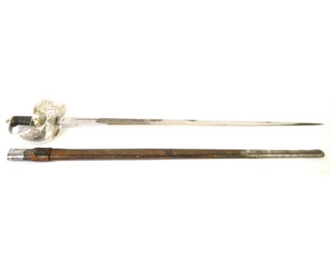 An Edwardian 1897 Pattern Infantry Sword, the 82cm single edge fullered steel blade with plain plated finish, the plated stee