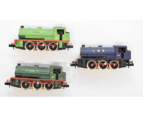 Three Graham Farish N gauge model railway J94 tank locomotives.&nbsp;