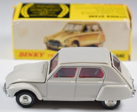 Dinky Toys dicast model Citroen Dyane Spanish variant with grey body, red interiors and silver hubs, 1413, in original box.
