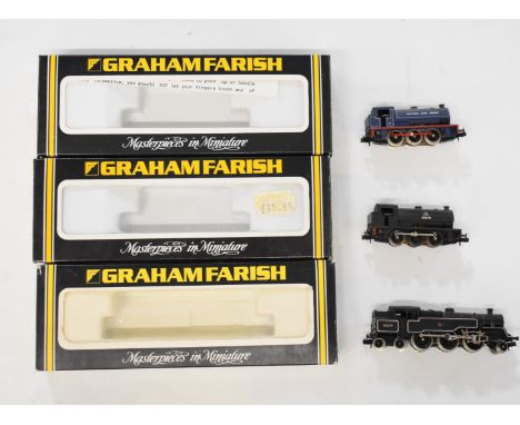 Three Graham Farish N Class N gauge model railway tank locomotives two J94 and 4MT, all original boxes. 
