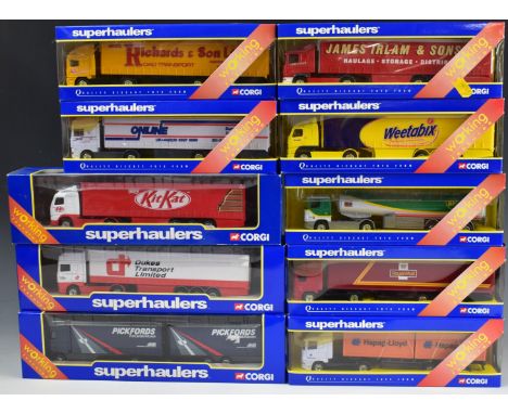 Ten Corgi Superhaulers 1:64 scale dicast model lorries to include Scania Curtainside James Irlam, 59509, Scania Skeletal Trai