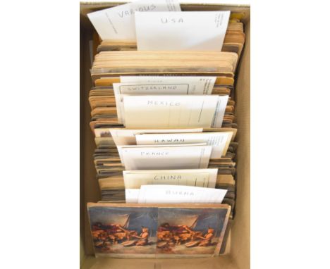 Approximately one hundred Victorian and later stereoscopic viewer cards including Underwood &amp; Underwood, Manx cat, World'