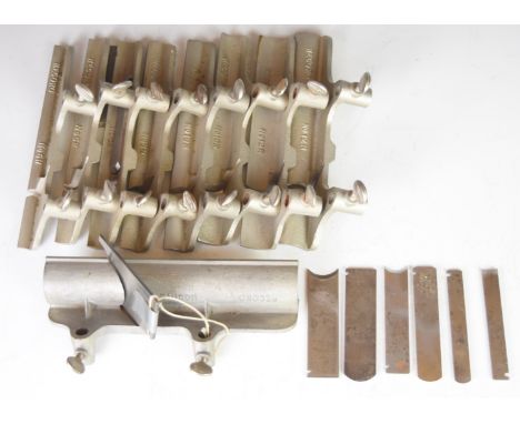 Set of Record 405 woodworking multi plane hollow and round and nosing tools with cutters, comprising nosing tool, 12H and R, 