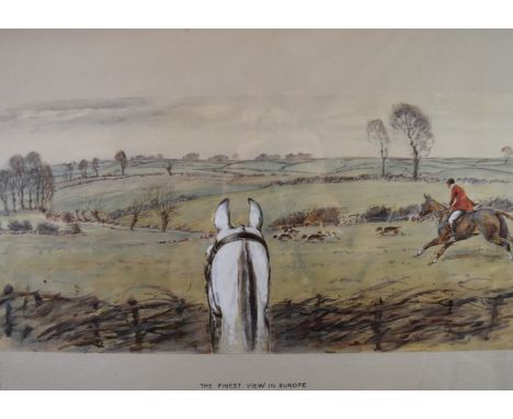 Charles 'Snaffles' Johnson Payne (1884–1967) signed lithograph fox hunting scene 'The Finest View in Europe', signed to right
