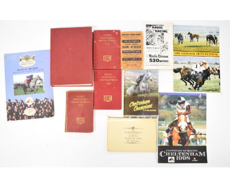 National Hunt horse racing ephemera and books including several Cope's Racegoer's Encyclopedia c1950s, National Hunt Festival