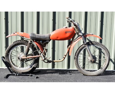 1975 Saracen trials motorcycle project, registration number JYH 158N, with V5c which reveals Howard German (sprint rider) as 