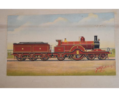 Crutchley's road and railway map of the county of Derby, together with a framed print of a Midland Spinner locomotive, frame 
