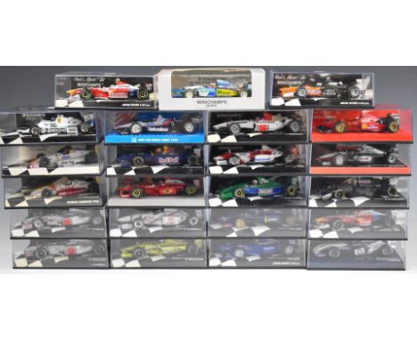 Twenty-three Minichamps Paul's Model Art 1:43 scale diecast model Formula 1 and similar racing cars to include Williams F1 BM