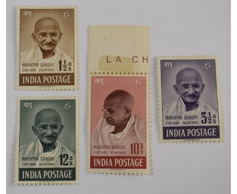 India 1948 mint independent set of four (10s unmounted mint, mounted on selvedge with light horizontal gum crease), SG305-308