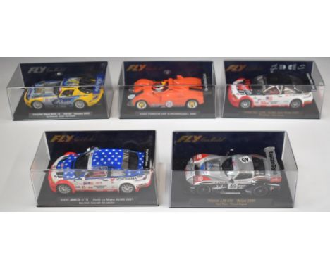 Five Fly Car Model model slot racing cars to include BMW M3 GTR, Chrysler Viper GTS-R and Marcos LM 600, all in original boxe