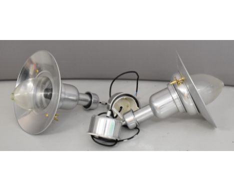 Pair of industrial style light fittings, height of lamp 39cm