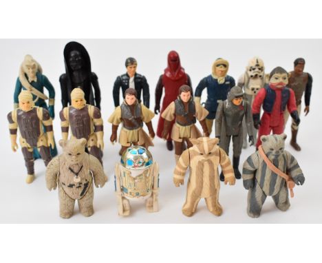 Sixteen Kenner vintage Star Wars figures to include Emperor's Royal Guard, Dengar, R2-D2, Princess Leia Boushh, Bib Fortuna, 