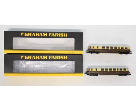 Two Graham Farish GWR gauge model railway diesel railcar locomotives, both original boxes. 