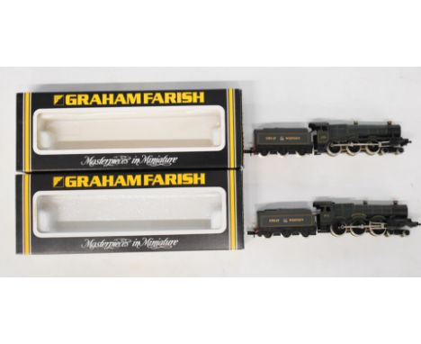 Two Graham Farish N gauge model railway locomotives BR Goodrich Castle and GWR Winchester Castle, both original boxes. 