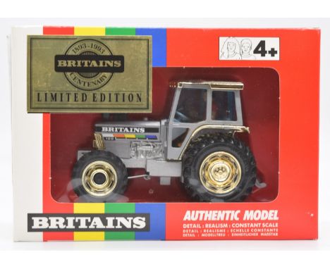 Britains Limited Edition 1:32 scale diecast model tractor with grey body, gold roof and hubs and red driver, 5892, in origina