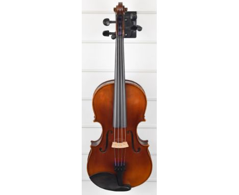 Beijing David Lien Model B viola with 38cm two piece back, ebony fittings and carbon fibre tail piece, label inside dated 201