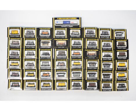 Forty-nine Graham Farish N gauge model railway private owner wagons, all in original boxes.