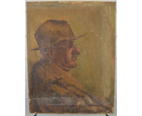 Impressionist oil on canvas portrait of a man wearing a hat, 46 x 36cm