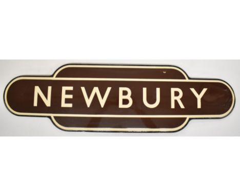 British Railways Western region enamel totem station sign 'Newbury', length 93cm
