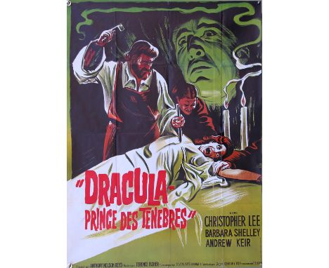 Dracula Prince of Darkness (R-1960's) French Grande film poster for the Hammer film starring Christopher Lee, folded, 47 x 63