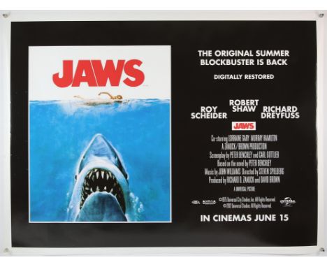 Jaws (R-2012) British Quad film poster, directed by Steven Spielberg, Universal, rolled, 30 x 40 inches. 