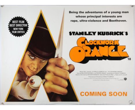 Clockwork Orange (R-2000) British Quad film poster, rolled, 30 x 40 inches. 