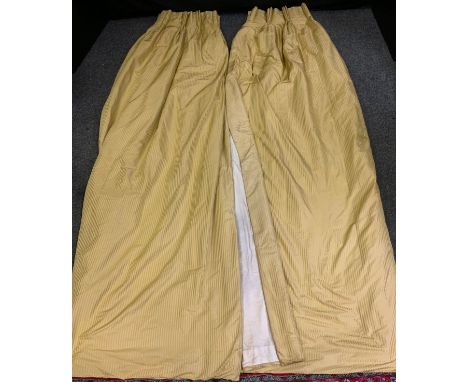 Large pair of silk curtains interlined, 105cm x 260cm drop (each) 