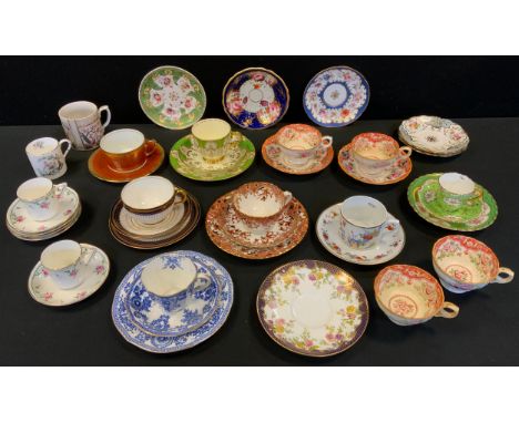 Tableware - An early 20th century Royal  Doulton blue and gilt trio;  others, Crown Derby, Worcester, Radford, etc qty 