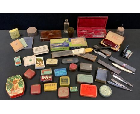 Advertising Tins &amp; Tools - De Reszke minors cigarettes; Surgeons antiseptic;  Bridge Brand Ribbons;  1arnolds Red Seal et