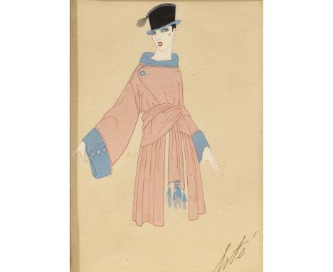 ERTE (ROMAIN DE TIRTOFF)&nbsp;(1892-1990) Coat design for Henri Bendel  signed ‘Erté’ (lower right), Grosvenor Gallery label 