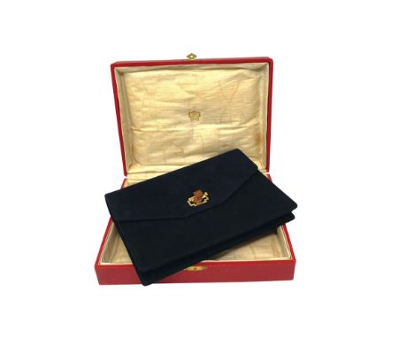 CARTIER ART DECO GOLD, TORTOISESHELL AND SUEDE CLUTCH BAG, CIRCA 1935  Rectangular outline in black suede, with a 18K gold cl