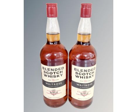 Two 1L bottles of Waitrose Scotch whisky aged 3 years 