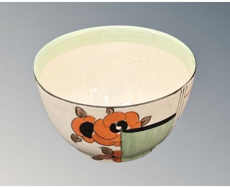 A Clarice Cliff Art Deco Bizarre sugar bowl, diameter 8 cm. CONDITION REPORT: No apparent faults or cracks.