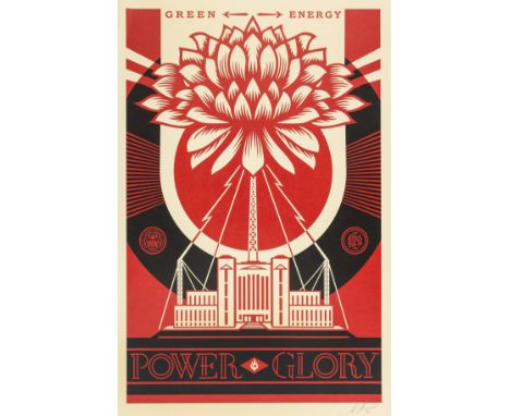 Shepard Fairey (b. 1970)Green PowerOffset lithograph printed in colours, 2018, signed and dated in pencil, from the open edit