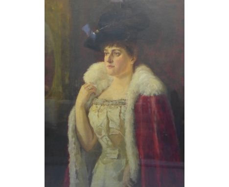 A 19th Century oil on canvas depicting a portrait of Mabel Blanche Partridge who marries Alfred Yockney. They lived in Clapha