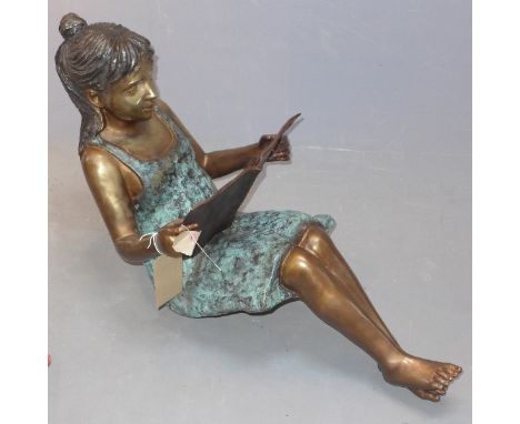 A contemporary bronze study of Alice in Wonderland, H:83cm