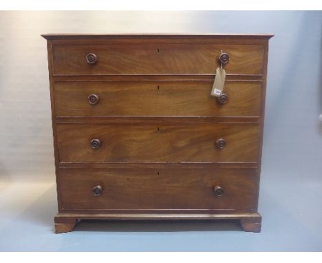 A 19th century mahogany chest of drawers raised on bracket feet. H.91cm W.99cm D.50cm 