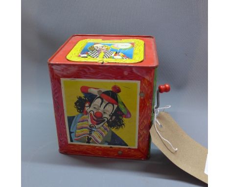A vintage Mettoy jack in the box, H. 14cm